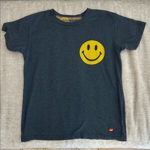 Aviator Nation Kids Charcoal Tee with Yellow Smiley